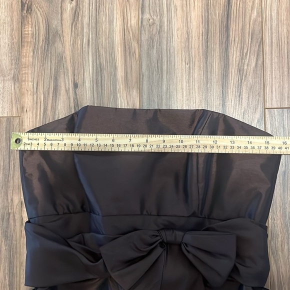 Amsale Size 8 Chocolate Brown Satin Evening Gown – Bow Waist Formal Dress - Picture 3 of 8